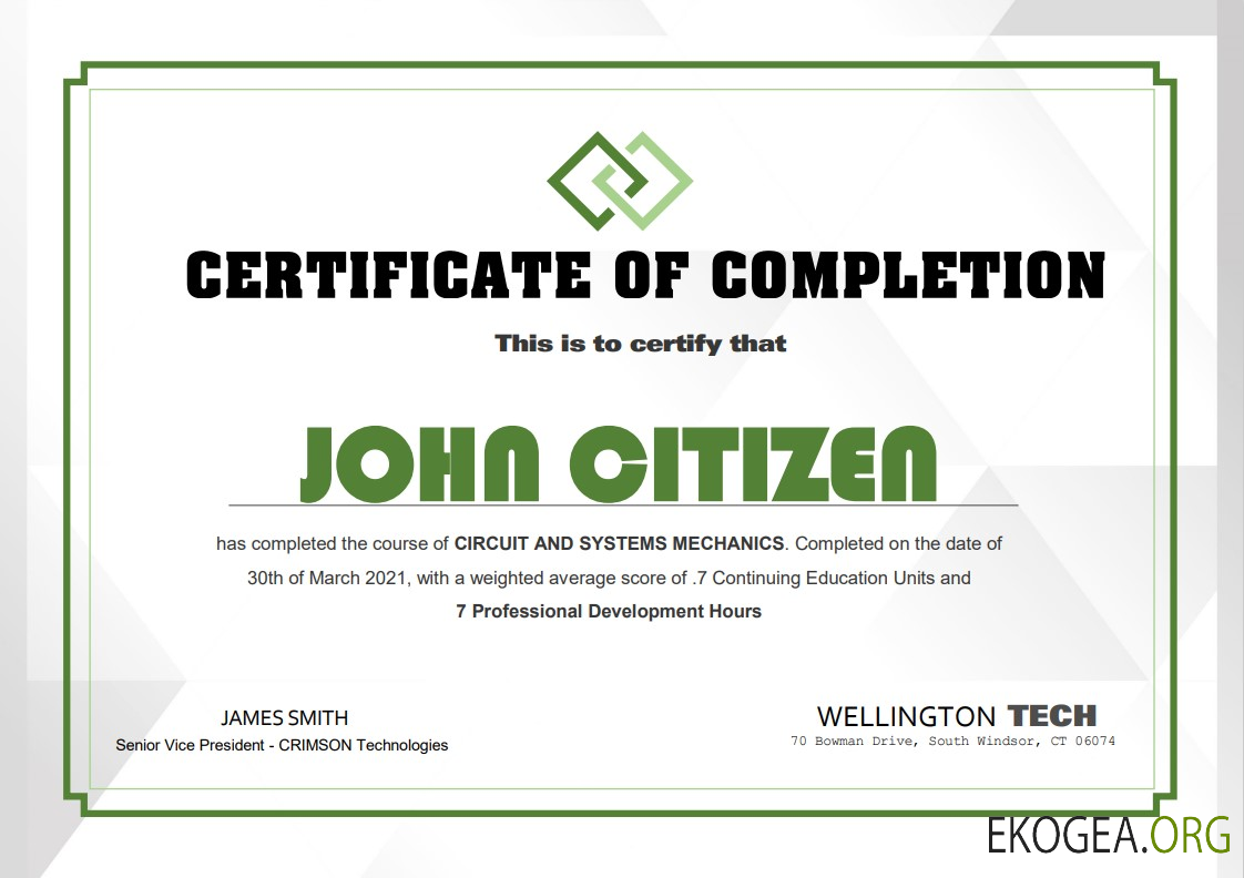 Certificat d'expérience aux États Unis